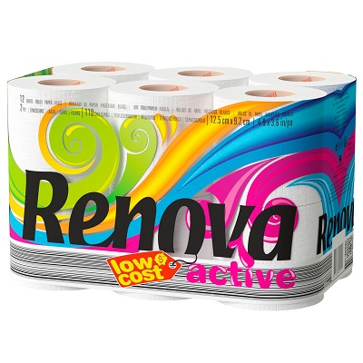 216 Rolls Of Renova Active White 2 Ply Toilet Tissue Paper